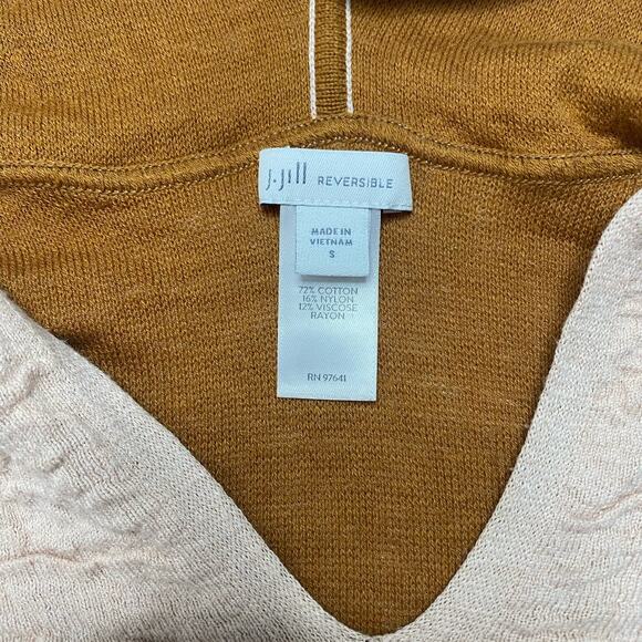 J.JILL Reversible Crinkle Knit Rayon Hoodie Sweater Peach Pumpkin Orange Small - Picture 9 of 12